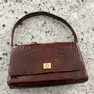 Le Faune Florida 925 Vintage Brown Croc Bag